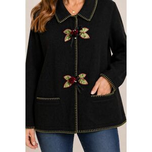 Vintage Breckenridge Woman XL Black Boiled Wool Jacket Y2K Cottagecore